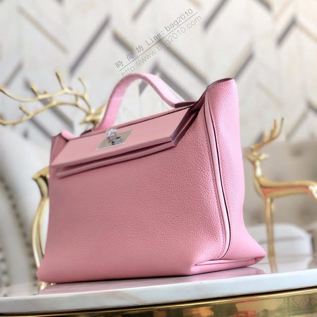 Hermes包包 愛馬仕Hermes Kelly2424 奶昔粉 togo小牛皮 半手工制 Hermes休閒女款手提包  am1933